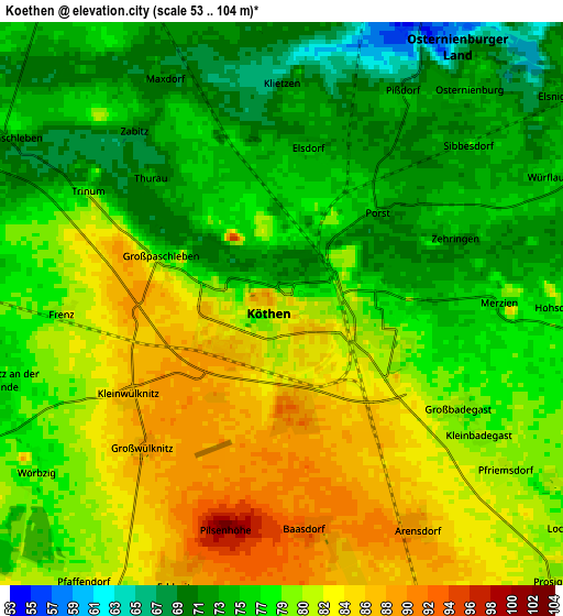 Zoom OUT 2x Köthen, Germany elevation map