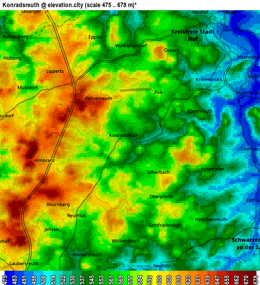 Zoom OUT 2x Konradsreuth, Germany elevation map