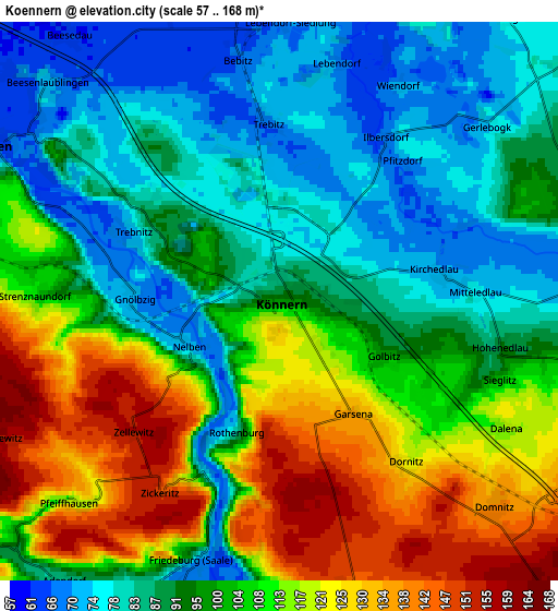 Zoom OUT 2x Könnern, Germany elevation map