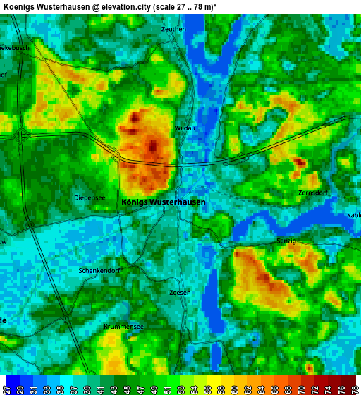 Zoom OUT 2x Königs Wusterhausen, Germany elevation map