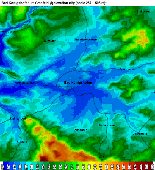 Zoom OUT 2x Bad Königshofen im Grabfeld, Germany elevation map