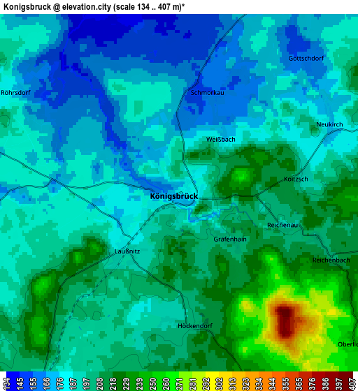 Zoom OUT 2x Königsbrück, Germany elevation map