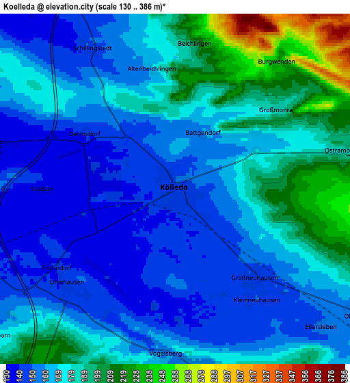 Zoom OUT 2x Kölleda, Germany elevation map