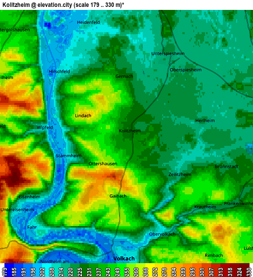 Zoom OUT 2x Kolitzheim, Germany elevation map