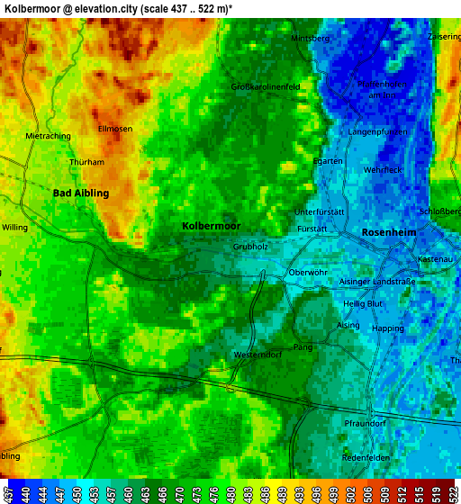 Zoom OUT 2x Kolbermoor, Germany elevation map