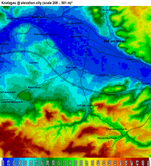 Zoom OUT 2x Knetzgau, Germany elevation map