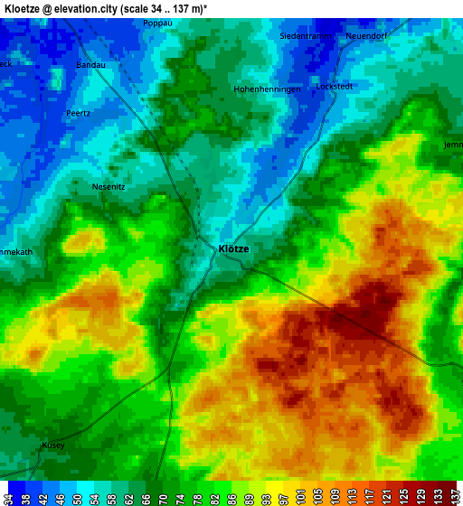 Zoom OUT 2x Klötze, Germany elevation map