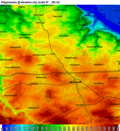 Zoom OUT 2x Klipphausen, Germany elevation map