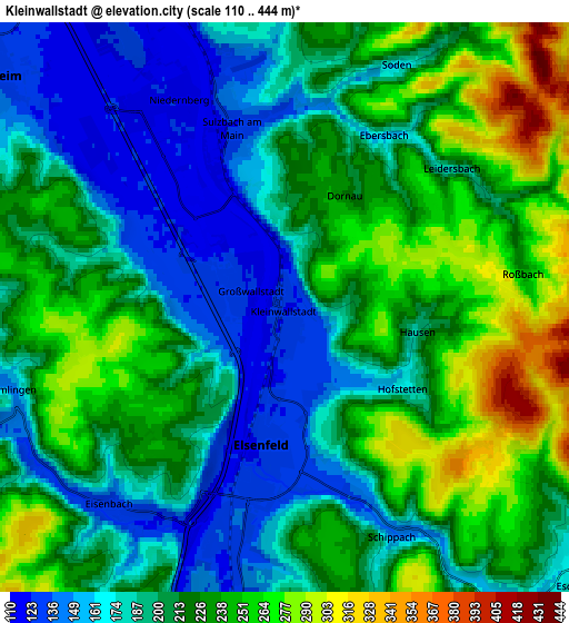 Zoom OUT 2x Kleinwallstadt, Germany elevation map