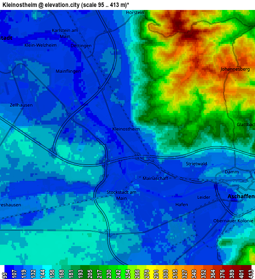 Zoom OUT 2x Kleinostheim, Germany elevation map