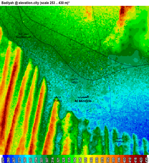 Zoom OUT 2x Badīyah, Oman elevation map