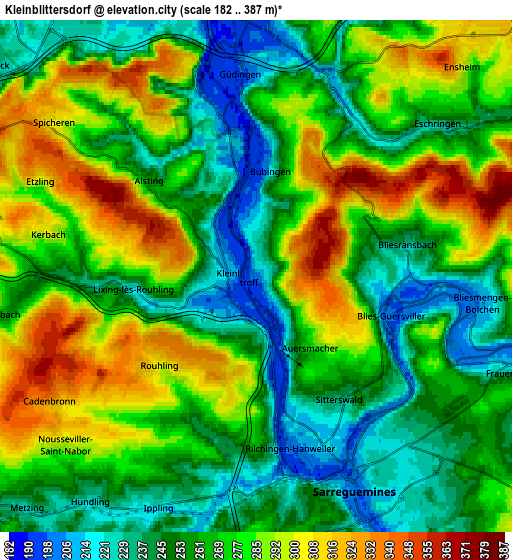 Zoom OUT 2x Kleinblittersdorf, Germany elevation map