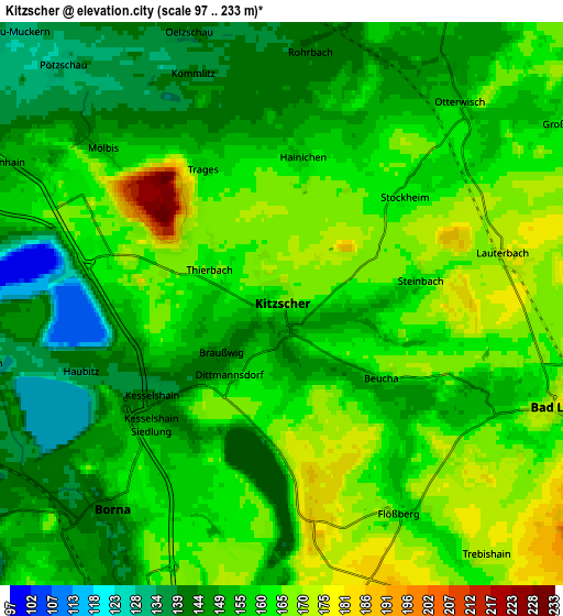 Zoom OUT 2x Kitzscher, Germany elevation map