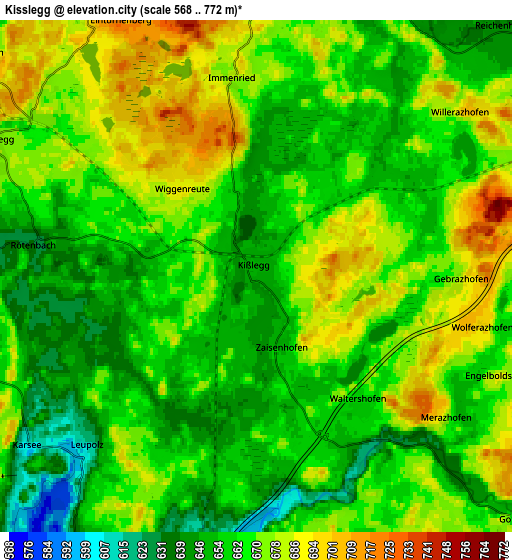 Zoom OUT 2x Kißlegg, Germany elevation map