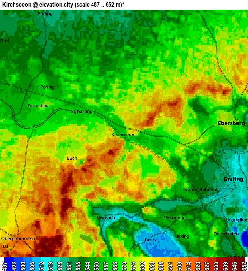 Zoom OUT 2x Kirchseeon, Germany elevation map