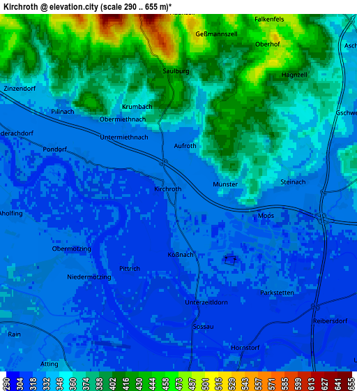 Zoom OUT 2x Kirchroth, Germany elevation map