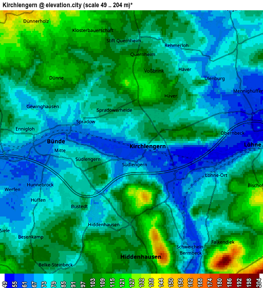 Zoom OUT 2x Kirchlengern, Germany elevation map