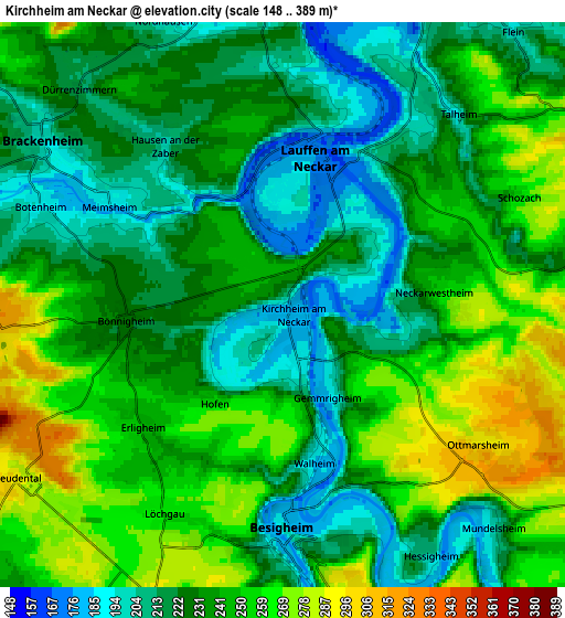 Zoom OUT 2x Kirchheim am Neckar, Germany elevation map