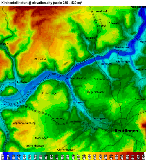 Zoom OUT 2x Kirchentellinsfurt, Germany elevation map
