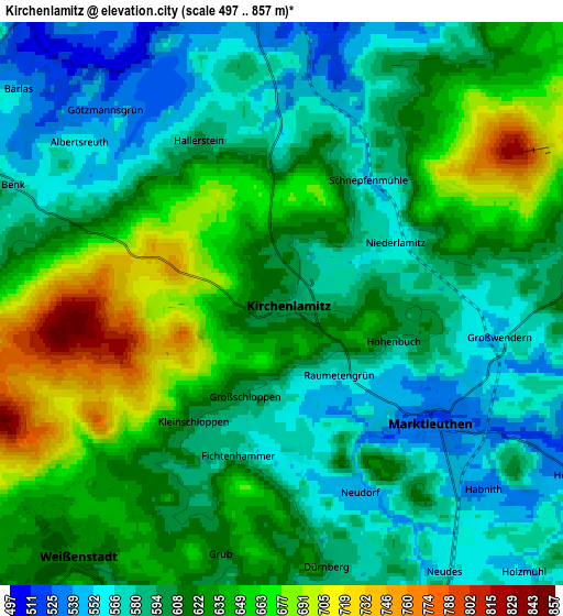 Zoom OUT 2x Kirchenlamitz, Germany elevation map