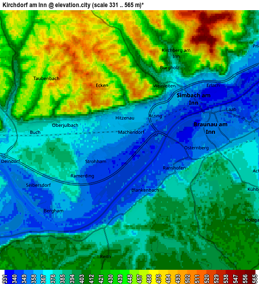 Zoom OUT 2x Kirchdorf am Inn, Germany elevation map