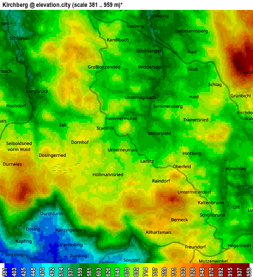 Zoom OUT 2x Kirchberg, Germany elevation map