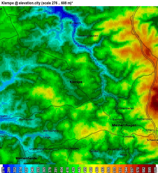 Zoom OUT 2x Kierspe, Germany elevation map