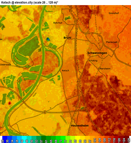 Zoom OUT 2x Ketsch, Germany elevation map