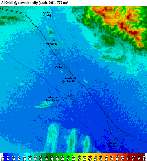 Zoom OUT 2x Al Qābil, Oman elevation map
