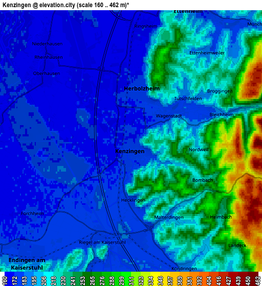 Zoom OUT 2x Kenzingen, Germany elevation map