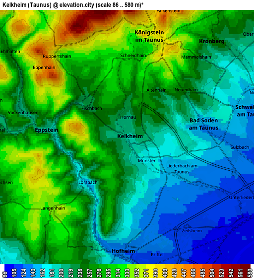 Zoom OUT 2x Kelkheim (Taunus), Germany elevation map