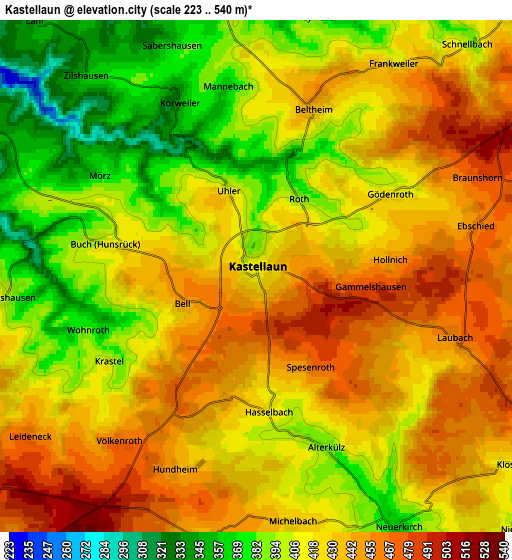 Zoom OUT 2x Kastellaun, Germany elevation map