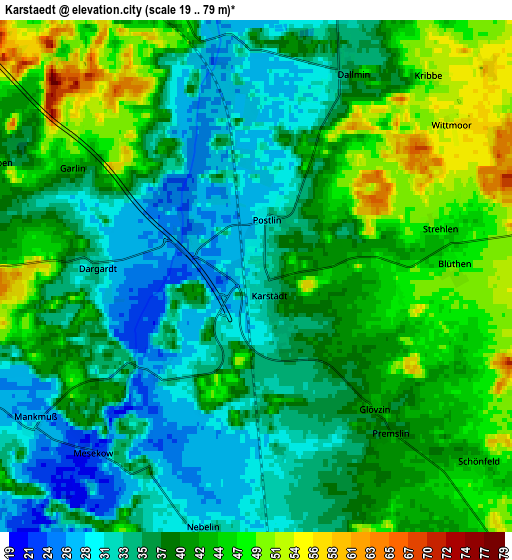 Zoom OUT 2x Karstädt, Germany elevation map