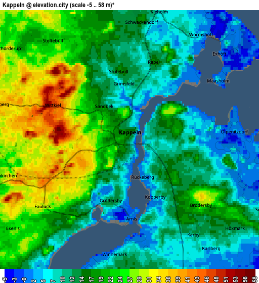 Zoom OUT 2x Kappeln, Germany elevation map