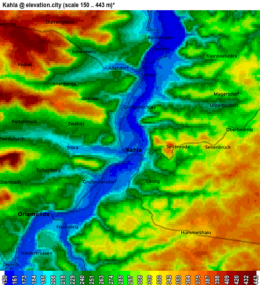 Zoom OUT 2x Kahla, Germany elevation map