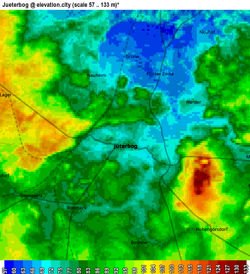 Zoom OUT 2x Jüterbog, Germany elevation map