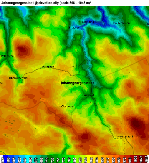 Zoom OUT 2x Johanngeorgenstadt, Germany elevation map