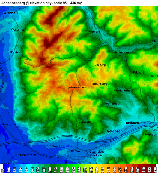 Zoom OUT 2x Johannesberg, Germany elevation map