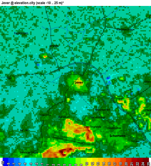 Zoom OUT 2x Jever, Germany elevation map