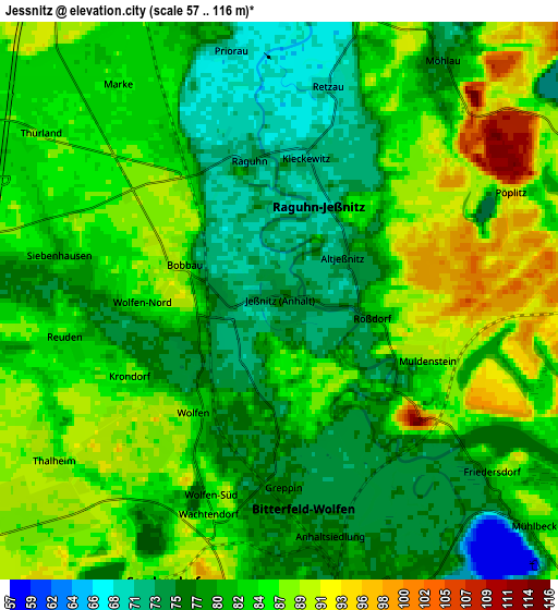 Zoom OUT 2x Jeßnitz, Germany elevation map