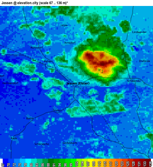 Zoom OUT 2x Jessen, Germany elevation map