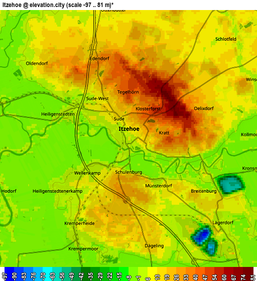 Zoom OUT 2x Itzehoe, Germany elevation map