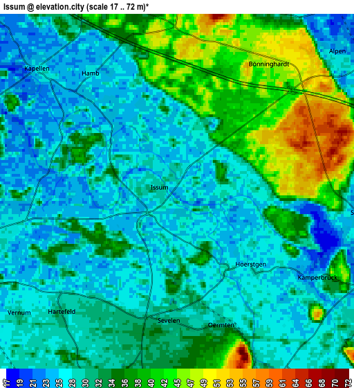 Zoom OUT 2x Issum, Germany elevation map