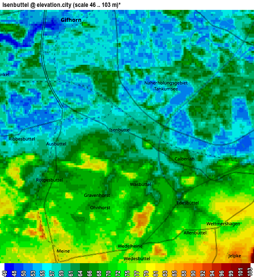 Zoom OUT 2x Isenbüttel, Germany elevation map