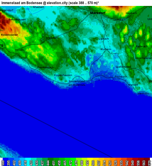 Zoom OUT 2x Immenstaad am Bodensee, Germany elevation map