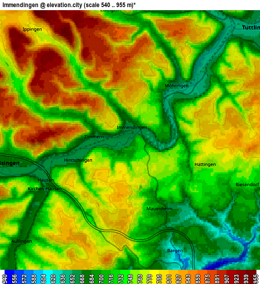 Zoom OUT 2x Immendingen, Germany elevation map