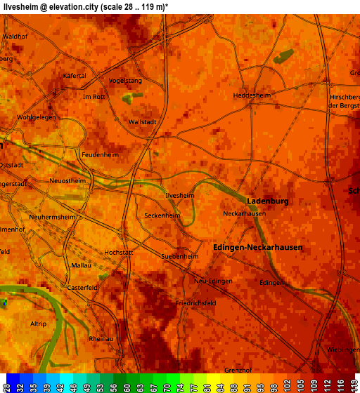 Zoom OUT 2x Ilvesheim, Germany elevation map