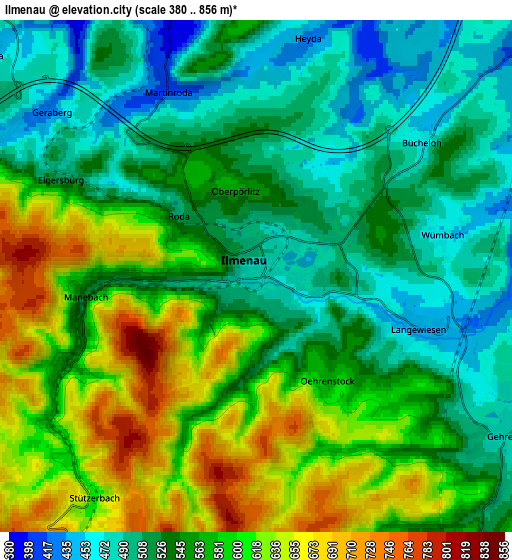 Zoom OUT 2x Ilmenau, Germany elevation map