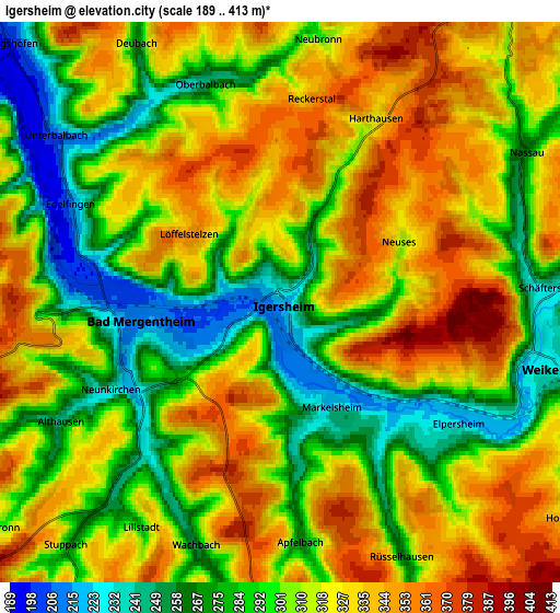 Zoom OUT 2x Igersheim, Germany elevation map