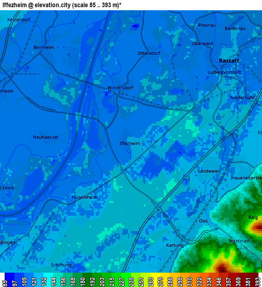 Zoom OUT 2x Iffezheim, Germany elevation map
